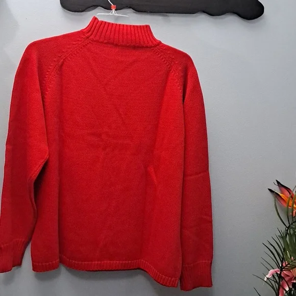Norm Thompson Red Turtleneck Chunky Swirl Ribbed Hem Grandpacore XL Sweater